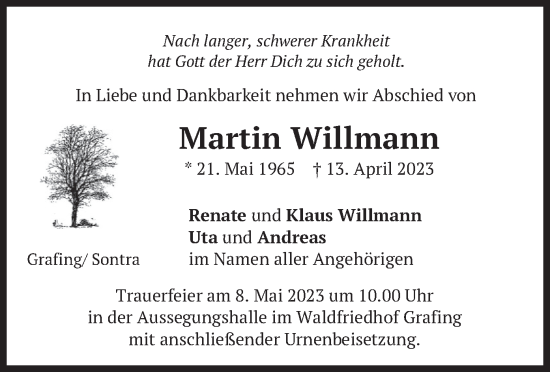 Traueranzeige von Martin Willmann von merkurtz