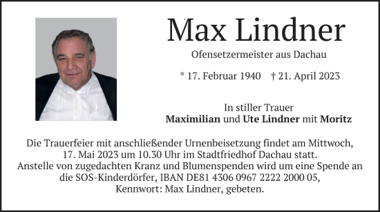 Traueranzeige von Max Lindner von merkurtz