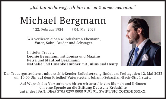 Traueranzeige von Michael Bergmann von merkurtz