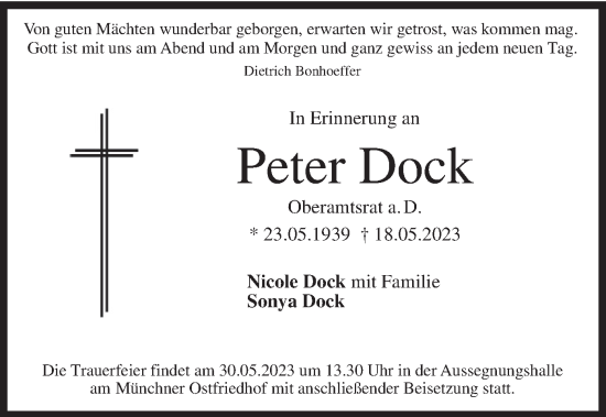 Traueranzeige von Peter Dock von merkurtz