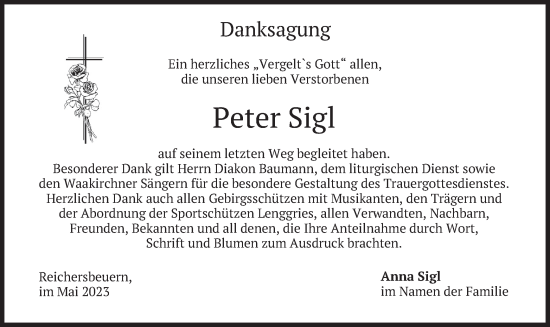 Traueranzeige von Peter Sigl von merkurtz