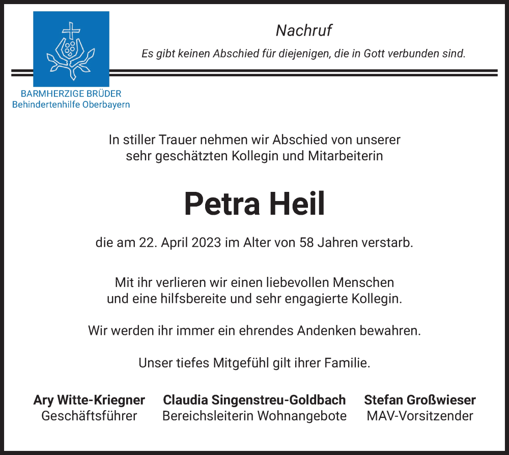  Traueranzeige für Petra Heil vom 13.05.2023 aus merkurtz