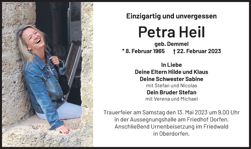  Traueranzeige für Petra Heil vom 10.05.2023 aus merkurtz