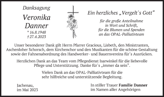 Traueranzeige von Veronika Danner von merkurtz