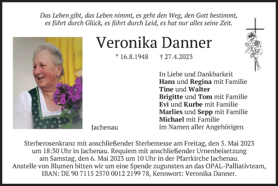 Traueranzeige von Veronika Danner von merkurtz