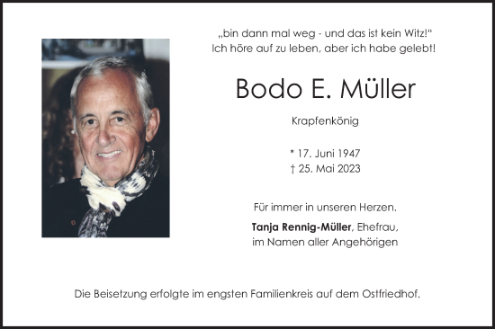 Traueranzeige von Bodo Müller von merkurtz