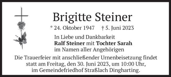 Traueranzeige von Brigitte Steiner von merkurtz
