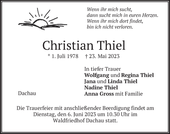Traueranzeige von Christian Thiel von merkurtz