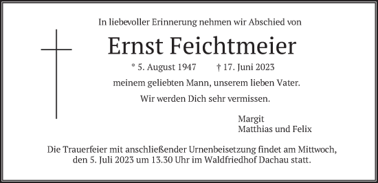 Traueranzeige von Ernst Feichtmeier von merkurtz