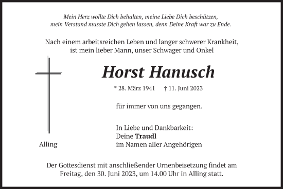 Traueranzeige von Horst Hanusch von merkurtz