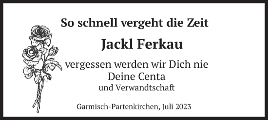 Traueranzeige von Jackl Ferkau von merkurtz