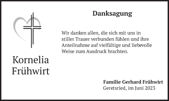 Traueranzeige von Kornelia Frühwirt von merkurtz