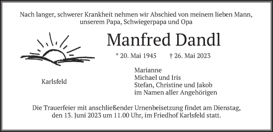 Traueranzeige von Manfred Dandl von merkurtz