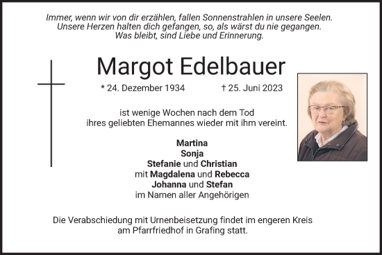 Traueranzeige von Margot Edelbauer von merkurtz