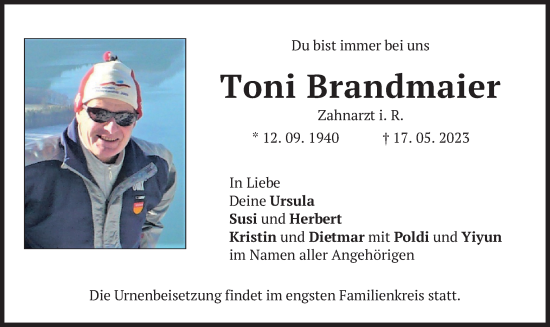 Traueranzeige von Toni Brandmaier von merkurtz