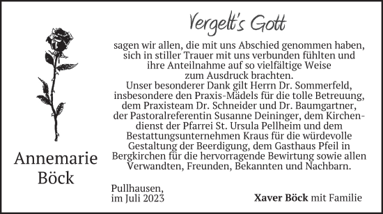 Traueranzeige von Annemarie Böck von merkurtz