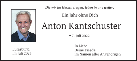 Traueranzeige von Anton Kantschuster von merkurtz
