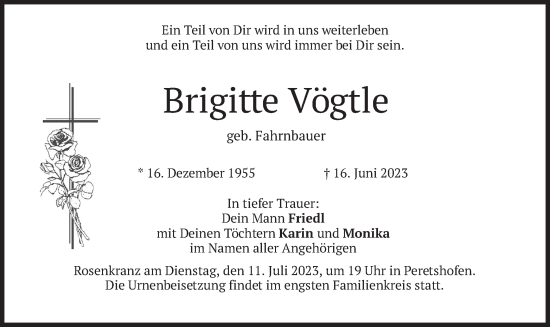 Traueranzeige von Brigitte Vögtle von merkurtz