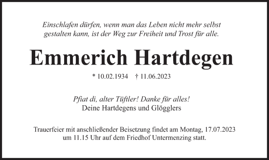 Traueranzeige von Emmerich Hartdegen von merkurtz