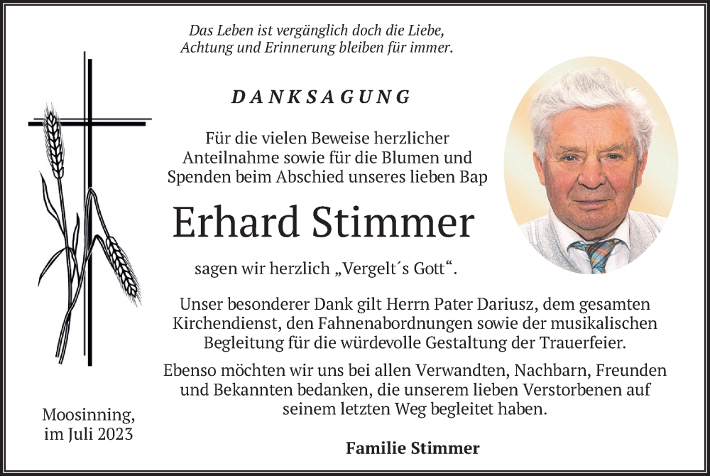 Traueranzeigen Von Erhard Stimmer | Trauer.merkur.de