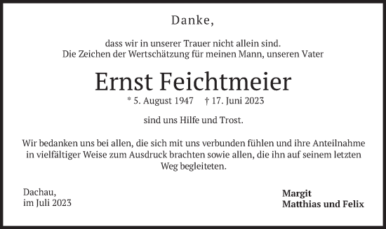 Traueranzeige von Ernst Feichtmeier von merkurtz