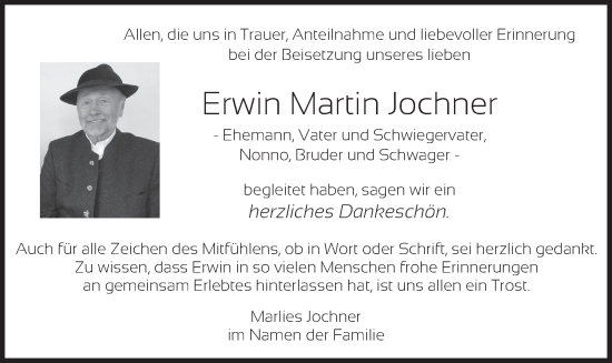 Traueranzeige von Erwin Martin Jochner von merkurtz