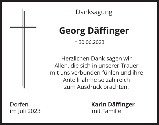 Traueranzeige von Georg Däffinger von merkurtz