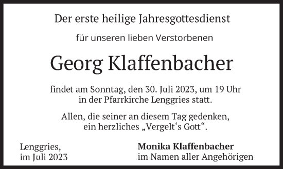 Traueranzeige von Georg Klaffenbacher von merkurtz