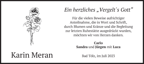 Traueranzeige von Karin Meran von merkurtz