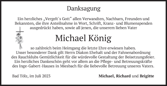 Traueranzeige von Michael König von merkurtz