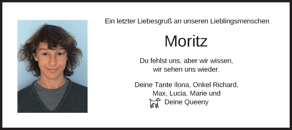  Traueranzeige für Moritz Bensch vom 29.07.2023 aus merkurtz