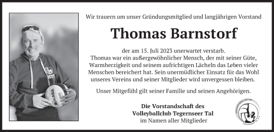 Traueranzeige von Thomas Barnstorf von merkurtz