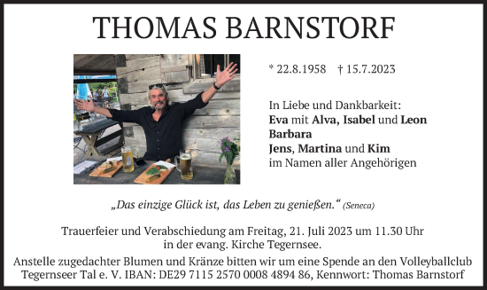 Traueranzeige von Thomas Barnstorf von merkurtz