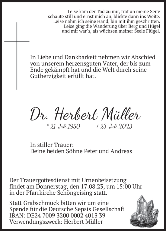 Traueranzeige von Herbert Müller von merkurtz