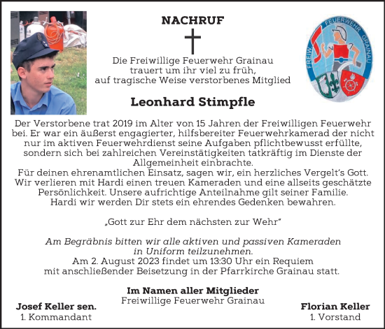 Traueranzeige von Hardi Leonhard  Stimpfle von merkurtz