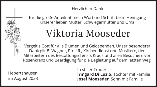 Traueranzeige von Viktoria Mooseder von merkurtz