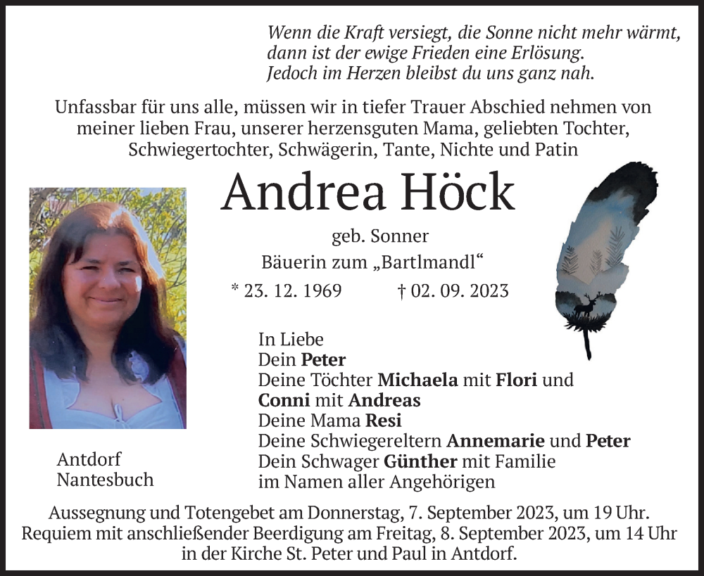  Traueranzeige für Andrea Höck vom 05.09.2023 aus merkurtz