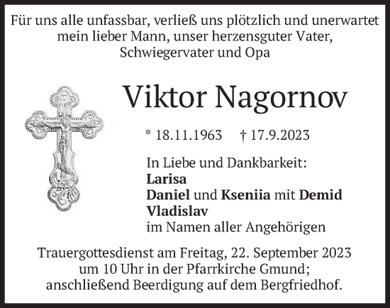 Traueranzeige von Viktor Nagornov von MERKURTZ