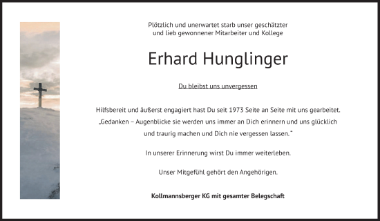 Traueranzeige von Erhard Hunglinger von merkurtz