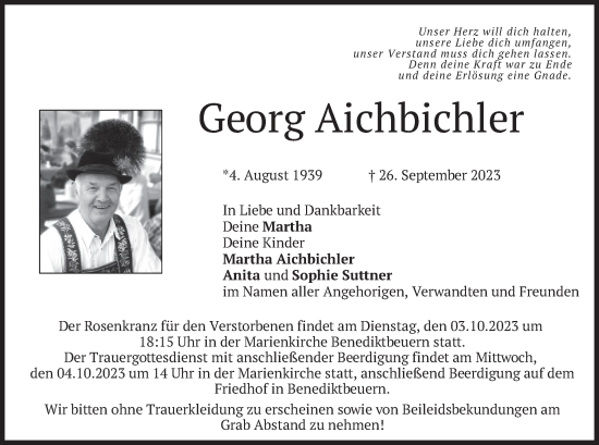 Traueranzeige von Georg Aichbichler von merkurtz