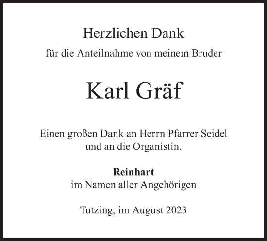 Traueranzeigen von Karl Gräf trauer.merkur.de