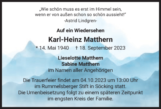 Traueranzeige von Karl-Heinz Matthern von merkurtz