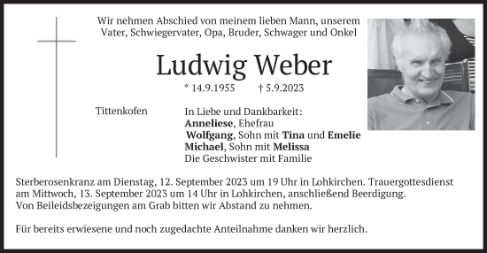 Traueranzeige von Ludwig Weber von merkurtz