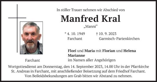 Traueranzeige von Manfred Kral von merkurtz