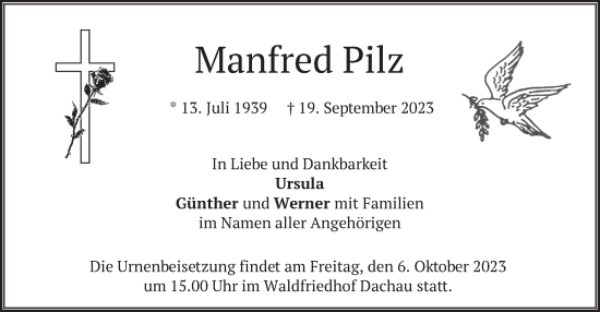 Traueranzeige von Manfred Pilz von merkurtz