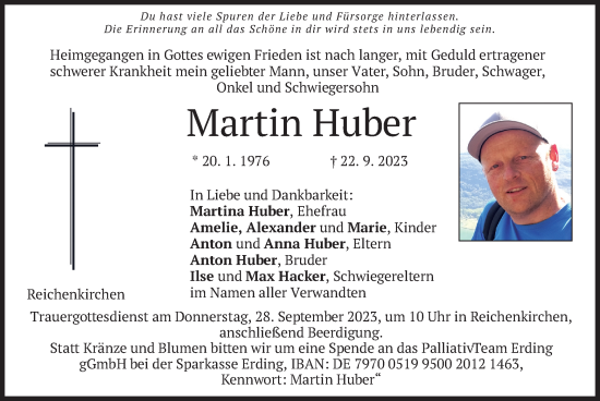 Traueranzeige von Martin Huber von merkurtz