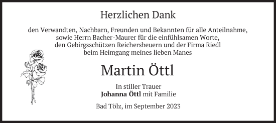 Traueranzeige von Martin Öttl von merkurtz