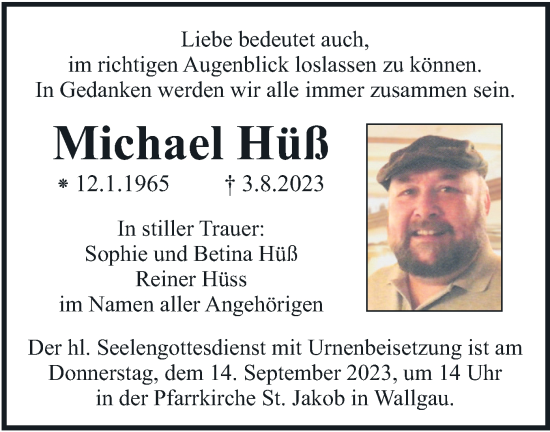 Traueranzeige von Michael Hüß von merkurtz