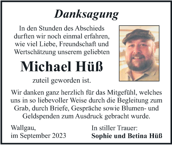 Traueranzeige von Michael Hüß von merkurtz