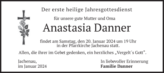 Traueranzeige von Anastasia Danner von merkurtz